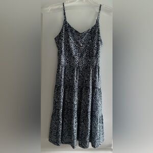 Navy with white‎ flowers dress medium tiered bottom